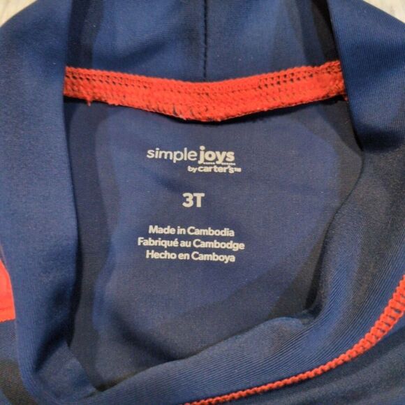 3T Carter's Simple Joys Rashguard Swim Shirt Red Navy - Picture 2 of 5